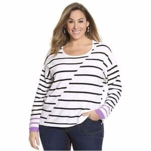 Lane Bryant Asymmetrical Zip Back Sweater w Purple Size 26/28 GUC